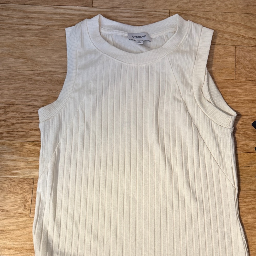 Evereve Cream Ribbed Tank Top